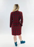 women's holiday red plaid robe in bamboo Georgia Rylan