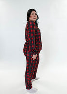 women's velour pj set in red plaid holiday pajamas Miranda Nic