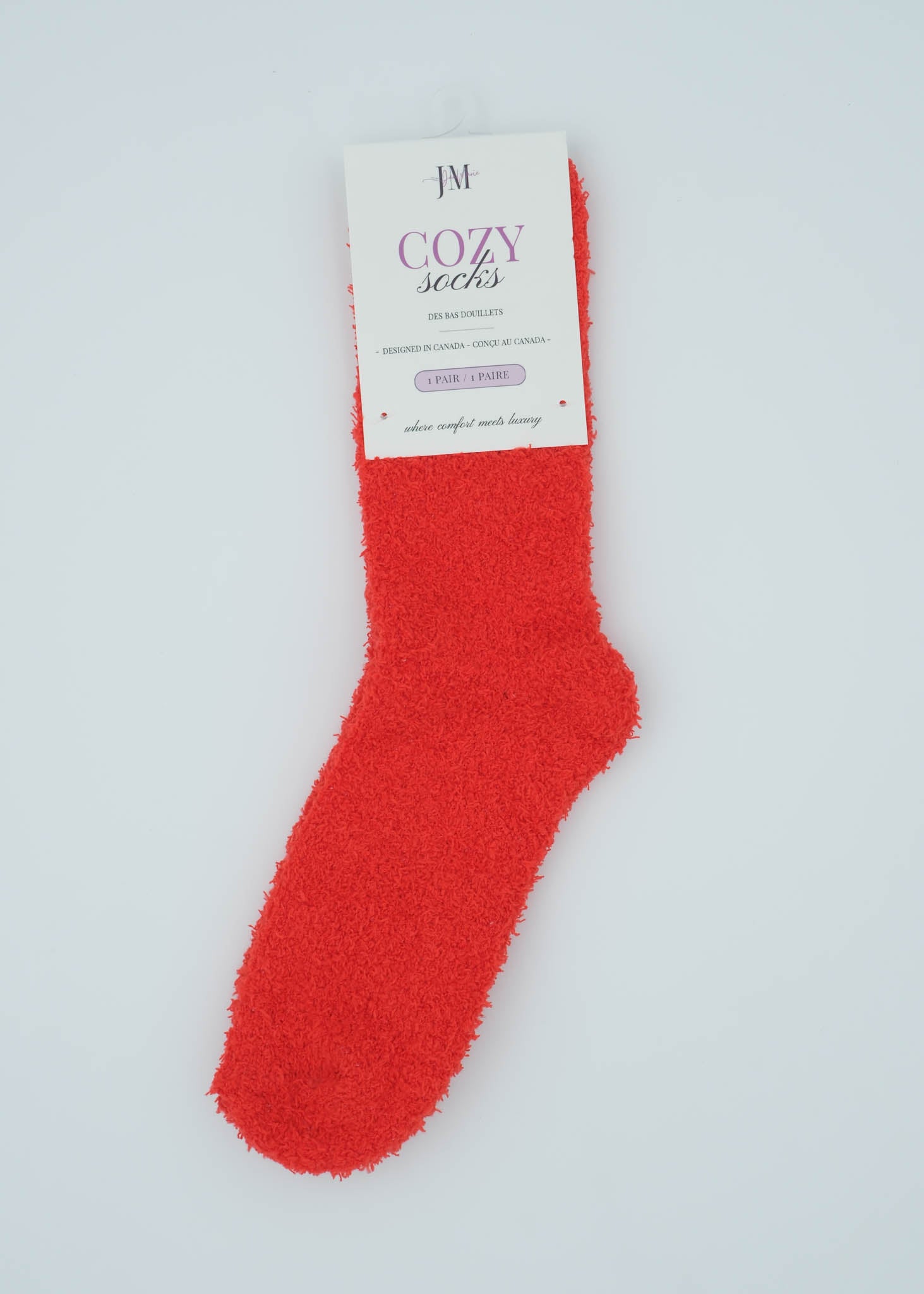Lounge by Jan Marie Cozy Cloud Spa Socks Red plush slouch sock — Cloud Nine Pajamas Edmonton
