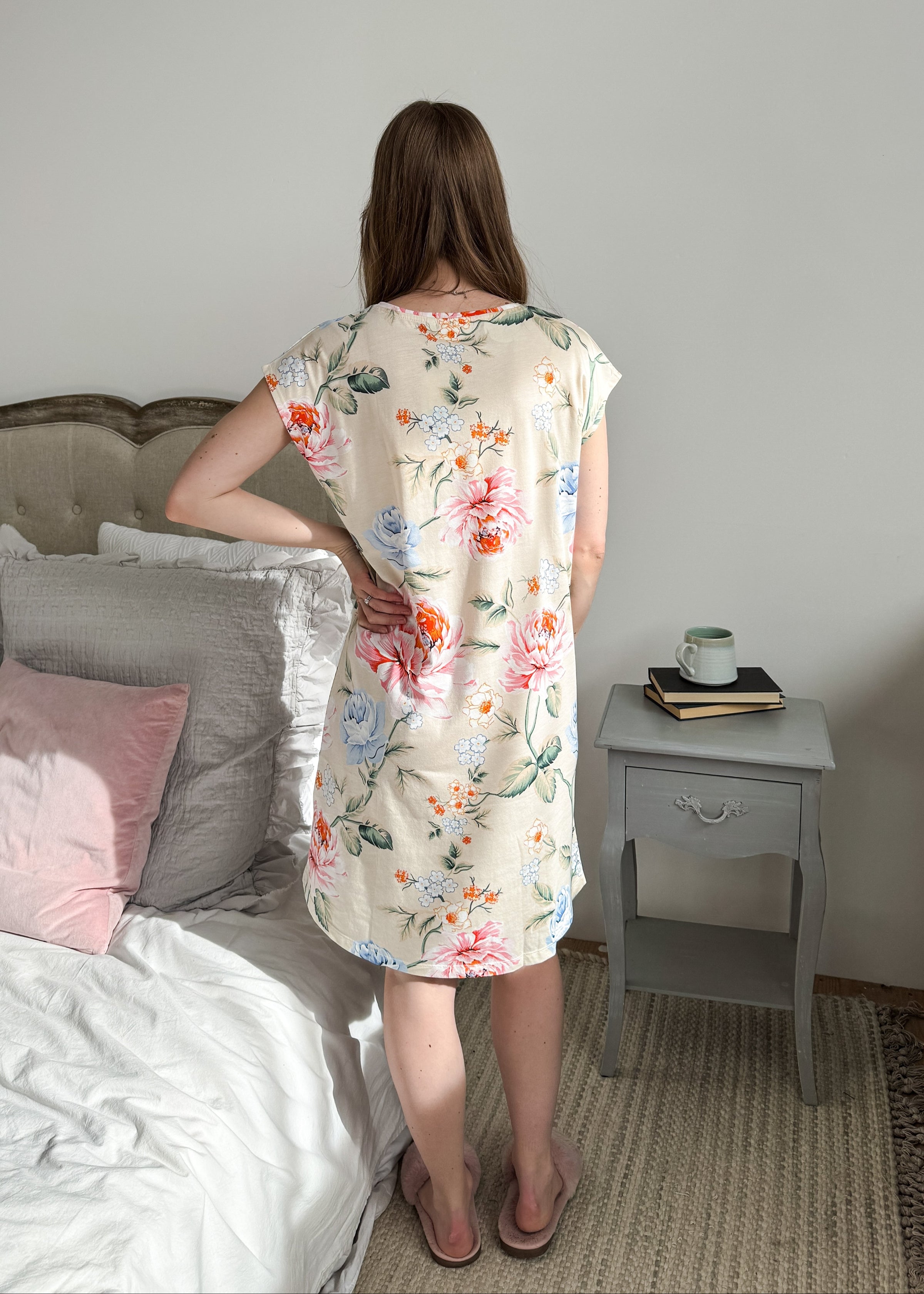 Ringella Peony Print Sleeveless Nightdress – Breathable, Floral, Stylish