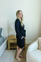 Black Beauty Breathable Short Bamboo Robe by Georgia Rylan side view