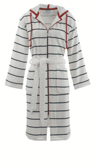 Carl Ross Women’s Cotton Velour Stripe Robe with Zipper & Hood