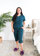 Georgia Rylan Sweetheart Slumber Bamboo Capri Set model full length — Cloud Nine Pajamas