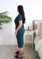 Georgia Rylan Sweetheart Slumber Capri PJ Set model side view — Cloud Nine Pajamas