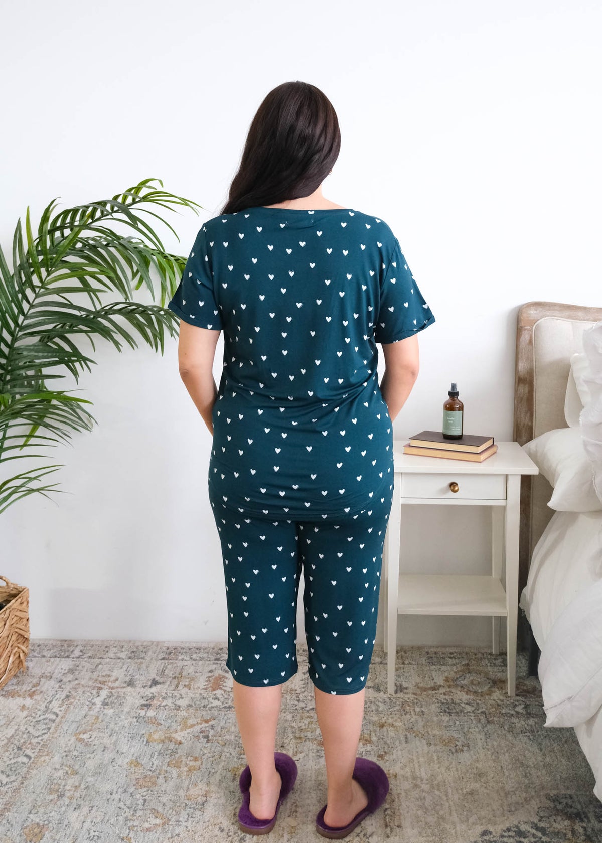 Georgia Rylan Sweetheart Slumber Bamboo Capri Set model back view — Cloud Nine Pajamas