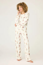 Women's ivory western cowboy dog print thermal peachy pj set pj salvage