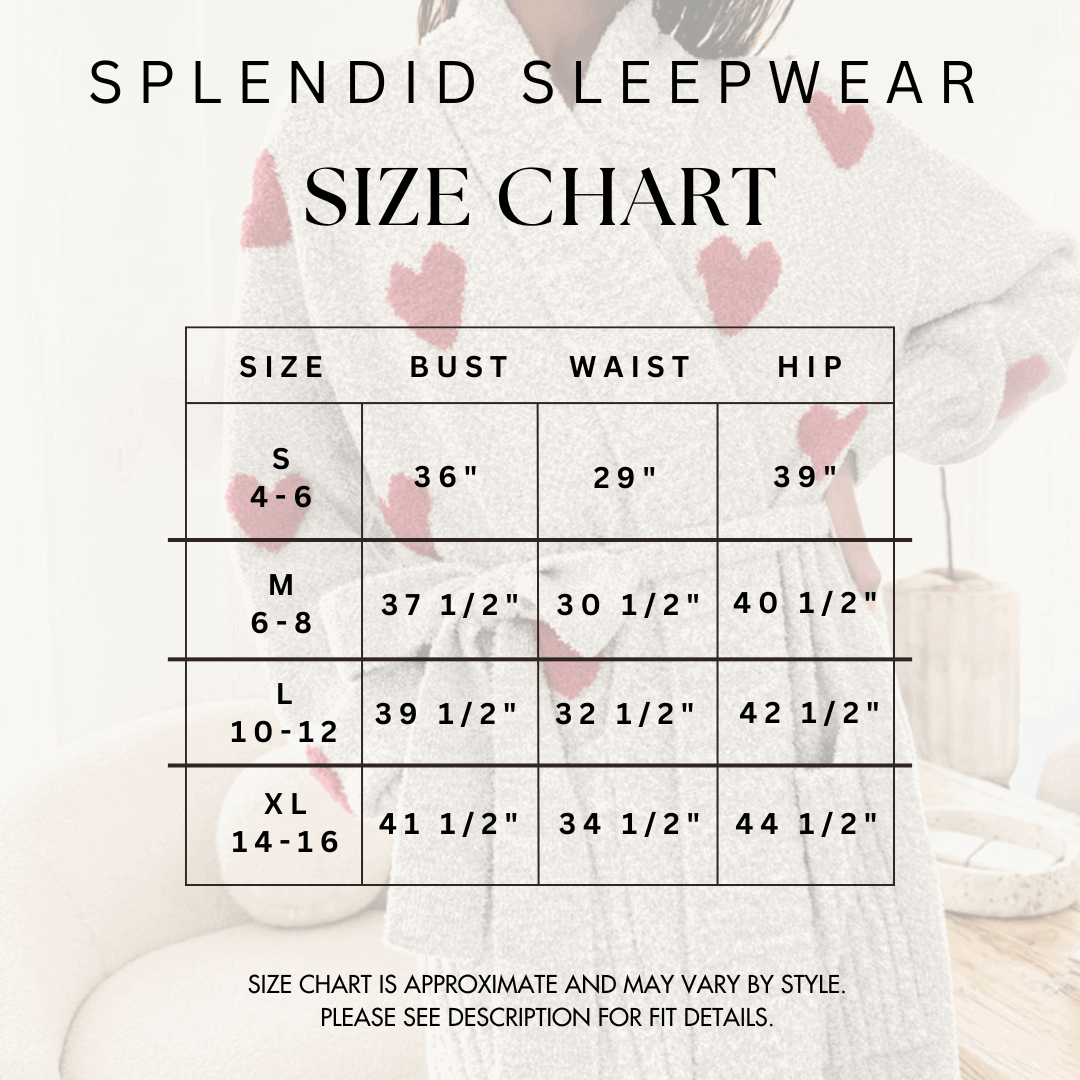 SPLENDID SLEEPWEAR SIZE GUIDE CLOUD NINE PAJAMAS