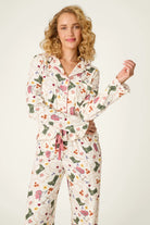 PJ Salvage Saddle Up Pointelle PJ Set western print pink cowboy hats green boots close-up — Cloud Nine Pajamas