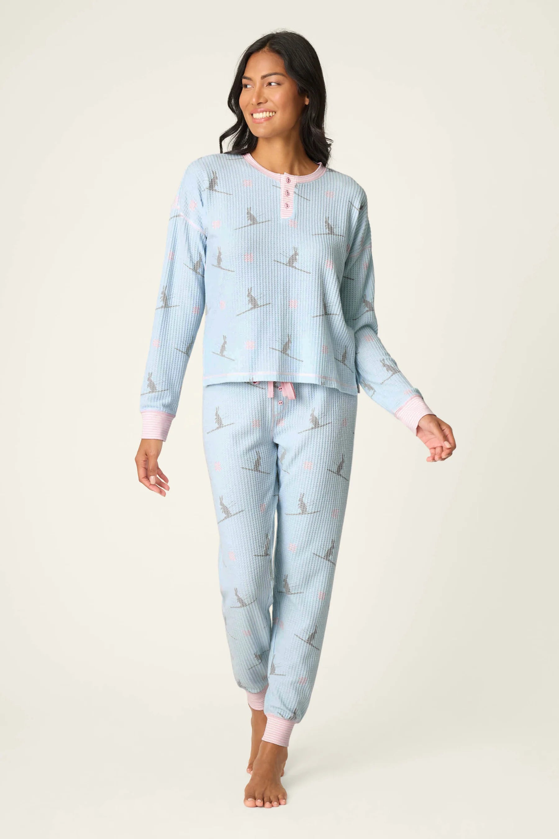 Ski Jammie Classics Brushed Thermal PJ Set featuring winter prints and cozy design by PJ Salvage.