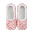Snoozies Plush Ballerina Slipper Pink bow detail front view — Cloud Nine Pajamas Edmonton