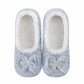 Snoozies Plush Ballerina Slipper light blue bow detail front view — Cloud Nine Pajamas Edmonton
