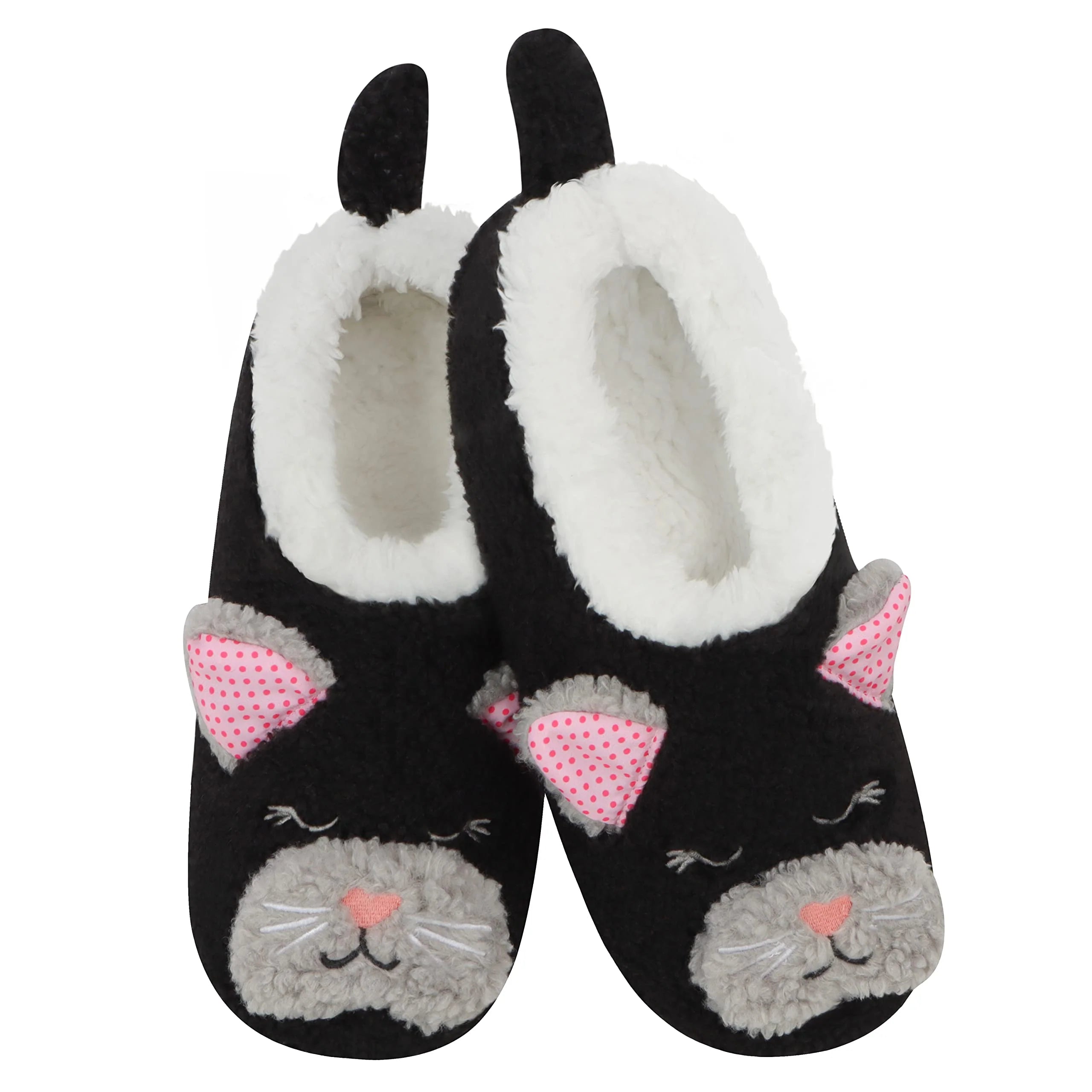 Barnyard Babes Sherpa Animal Slippers Snoozies Black Cat