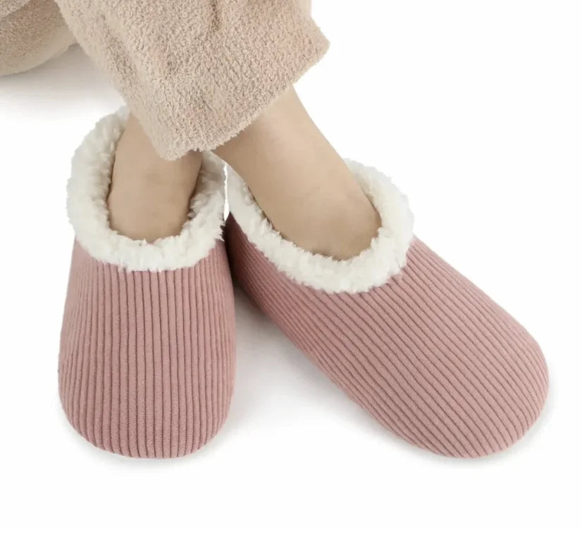 Snoozies Corduroy Memory Foam Plush Slippers PEACH — Cloud Nine Pajamas