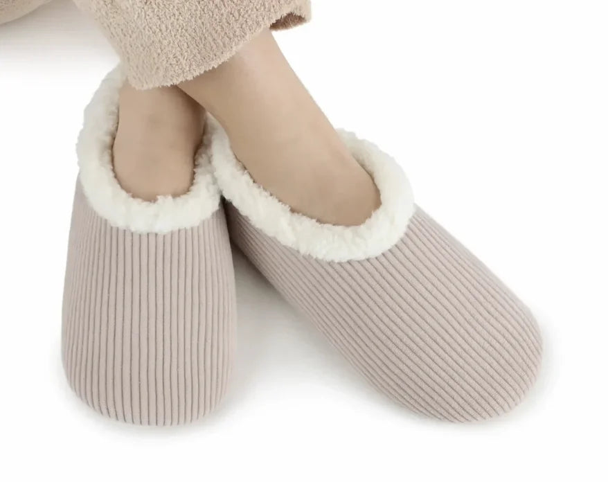 Snoozies Corduroy Memory Foam Plush Slippers Smokey Grey — Cloud Nine Pajamas