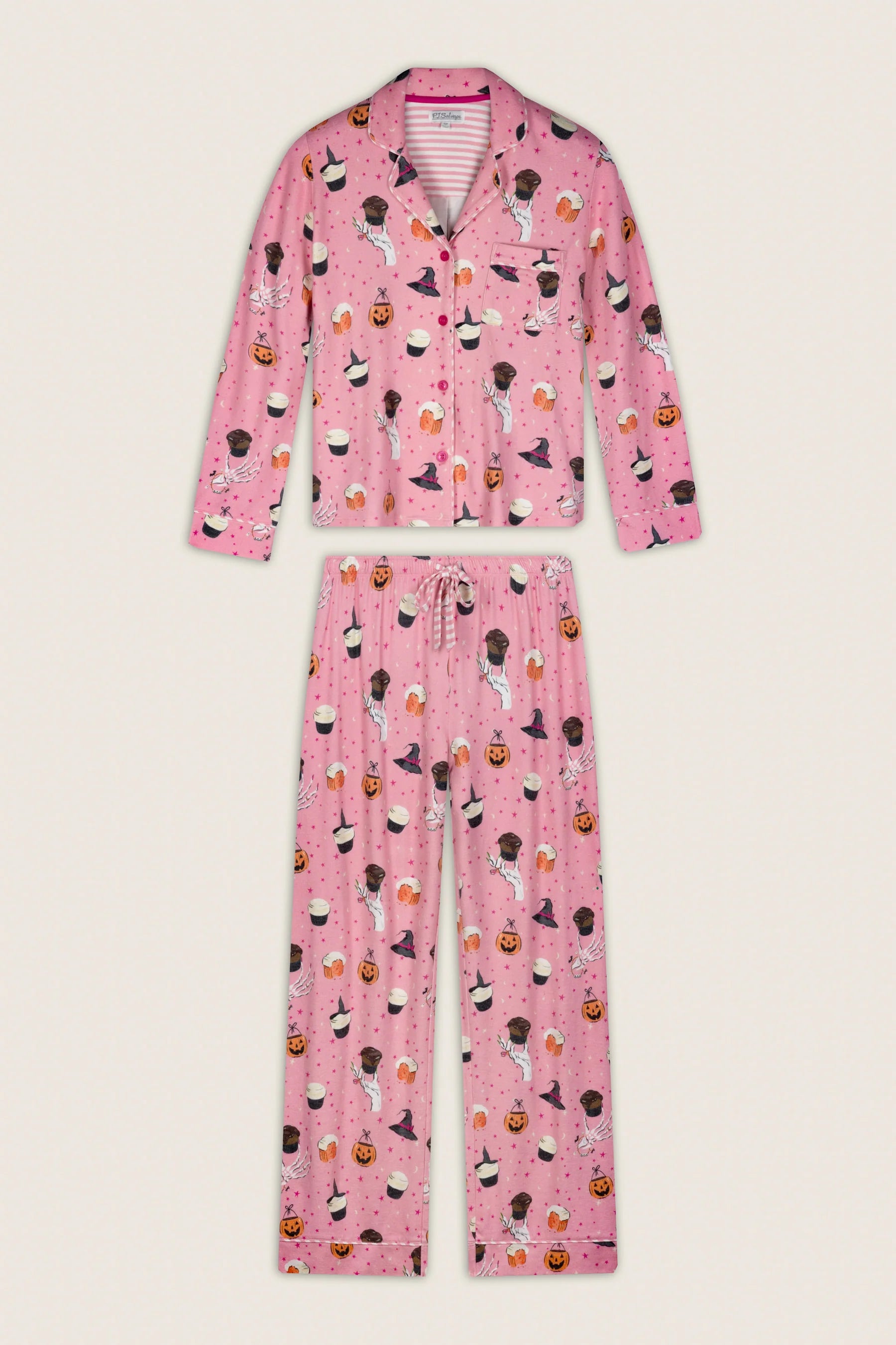 PJ Salvage Sweet and Spooky PJ Set flat lay product shot full length — Cloud Nine Pajamas Edmonton