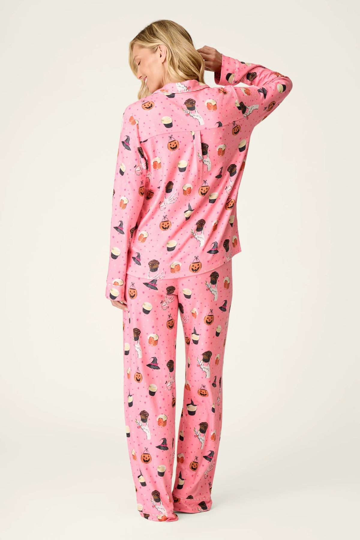 PJ Salvage Sweet and Spooky Halloween PJ Set model back view — Cloud Nine Pajamas