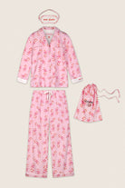 PJ Salvage Sweeter Than Sugar Flannel Gift Set full set layout with bag and eye mask — Cloud Nine Pajamas Edmonton