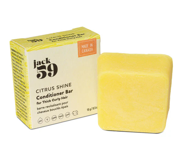 Jack59 Travel Buddies Conditioner Bar, Citrus Shine, for thick curly hair, travel-friendly hair care.