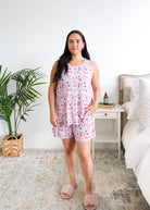 Georgia Rylan Catwalk Tank Short Set model full length untucked — Cloud Nine Pajamas