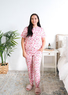 Georgia Rylan Chic Puppies Bamboo PJ Set model full length — Cloud Nine Pajamas