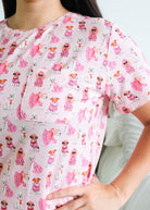 Georgia Rylan Chic Puppies print close-up illustrated puppies — Cloud Nine Pajamas