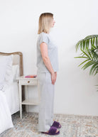 Miranda Nic The Robyn Lounge Set Heather Grey model side view — Cloud Nine Pajamas Edmonton