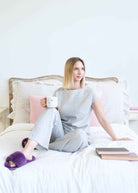 Miranda Nic The Robyn Lounge Set Heather Grey model lifestyle — Cloud Nine Pajamas Edmonton