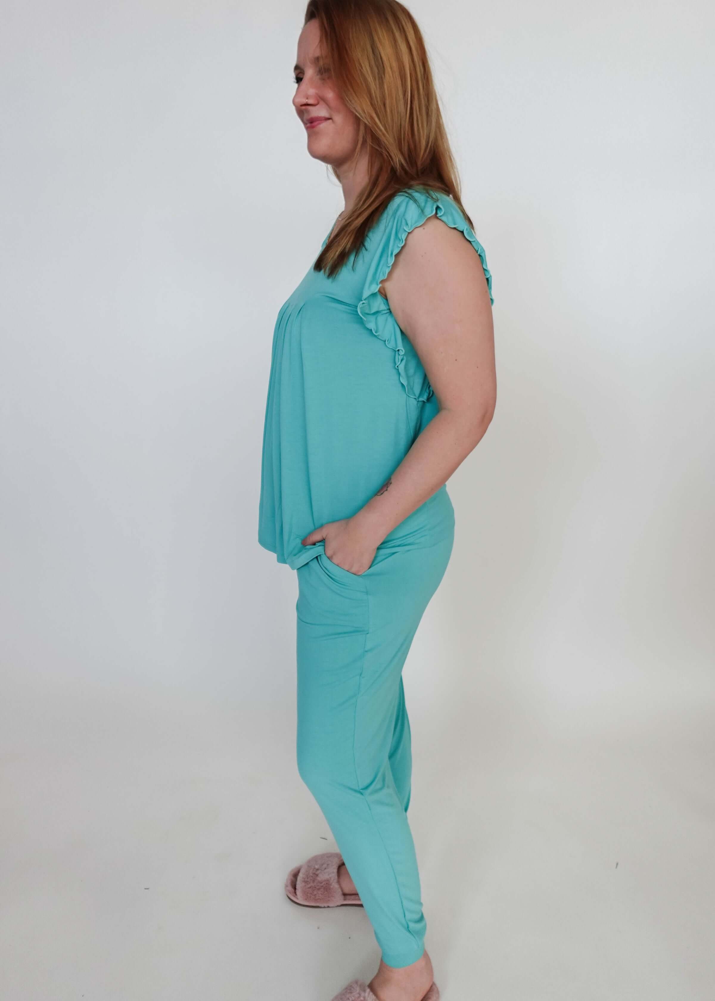Flutter Top & Jogger PJ Set - Bamboo | Seafoam