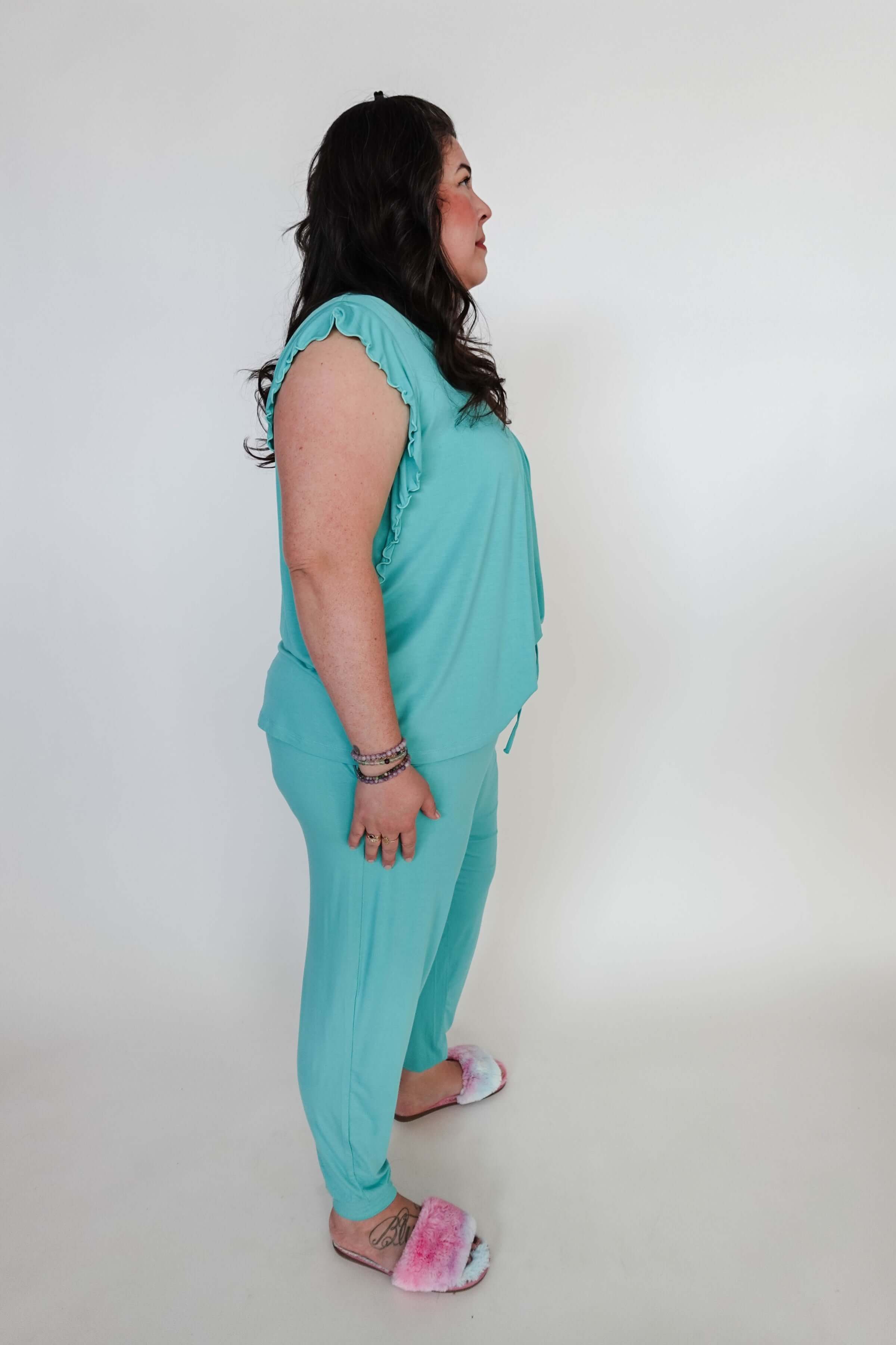 Flutter Top & Jogger PJ Set - Bamboo | Seafoam