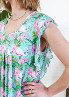 Tropic Like It's Hot Flutter Bamboo Nightgown Georgia Rylan showing underarm panel for coverage
