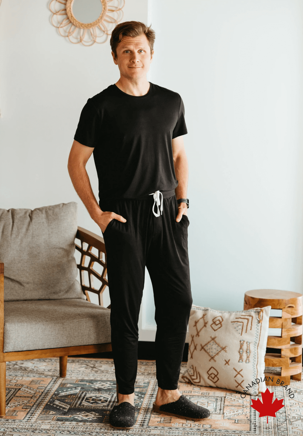 BOB'S SLEEPWEAR CO Short Sleeve Tee Unisex Bamboo Black