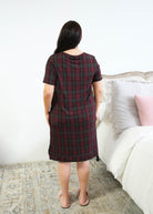 Georgia Rylan Bamboo Plaid V-Neck Nightshirt back view — Cloud Nine Pajamas Edmonton
