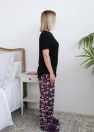 Miranda Nic Dreamy Blooms PJ Set model side view — Cloud Nine Pajamas Edmonton