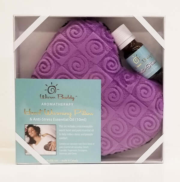 purple Warm Buddy Heart Warming Pillow & Anti-Stress Oil Gift Set