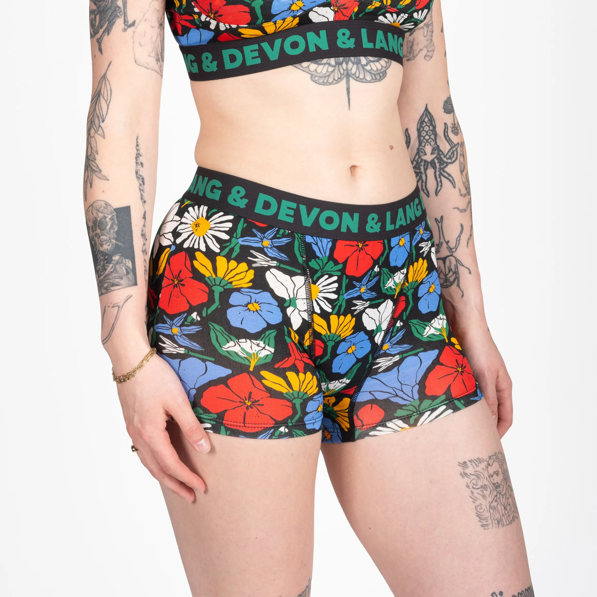Devon + Lang Bria Boyshort in Vivid Bloom print — Cloud Nine Pajamas Edmonton