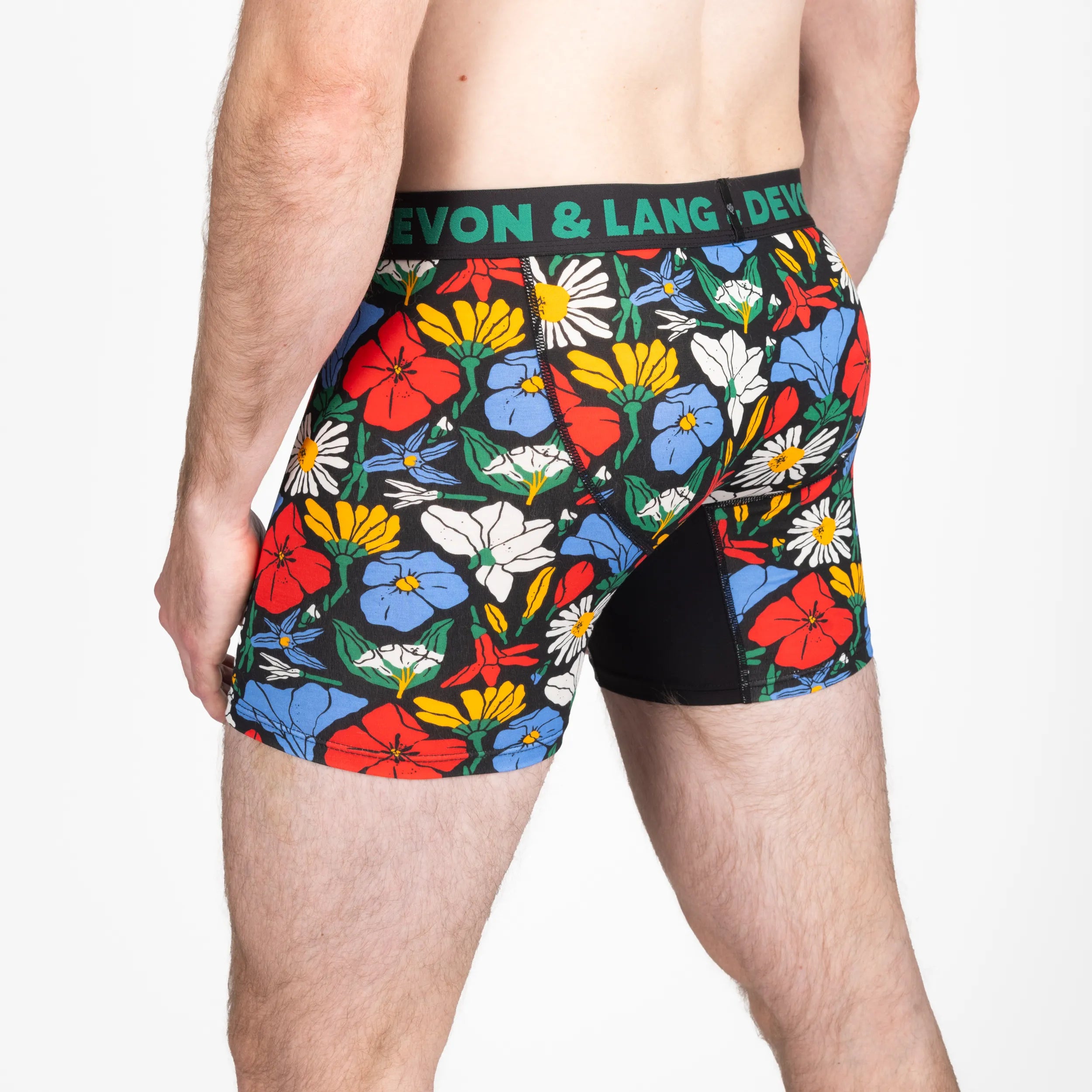 Devon + Lang Journey Men's Boxer Brief in Vivid Bloom print — Cloud Nine Pajamas Edmonton