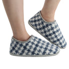 Womens Houndstooth Cabin Bootie Snoozies Blue