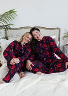 Women's Bamboo Loungewear Jogger Set Printed Floral GEORGIA RYLAN Winter Blossom Long Sleeve Jogger Bamboo PJ Set 