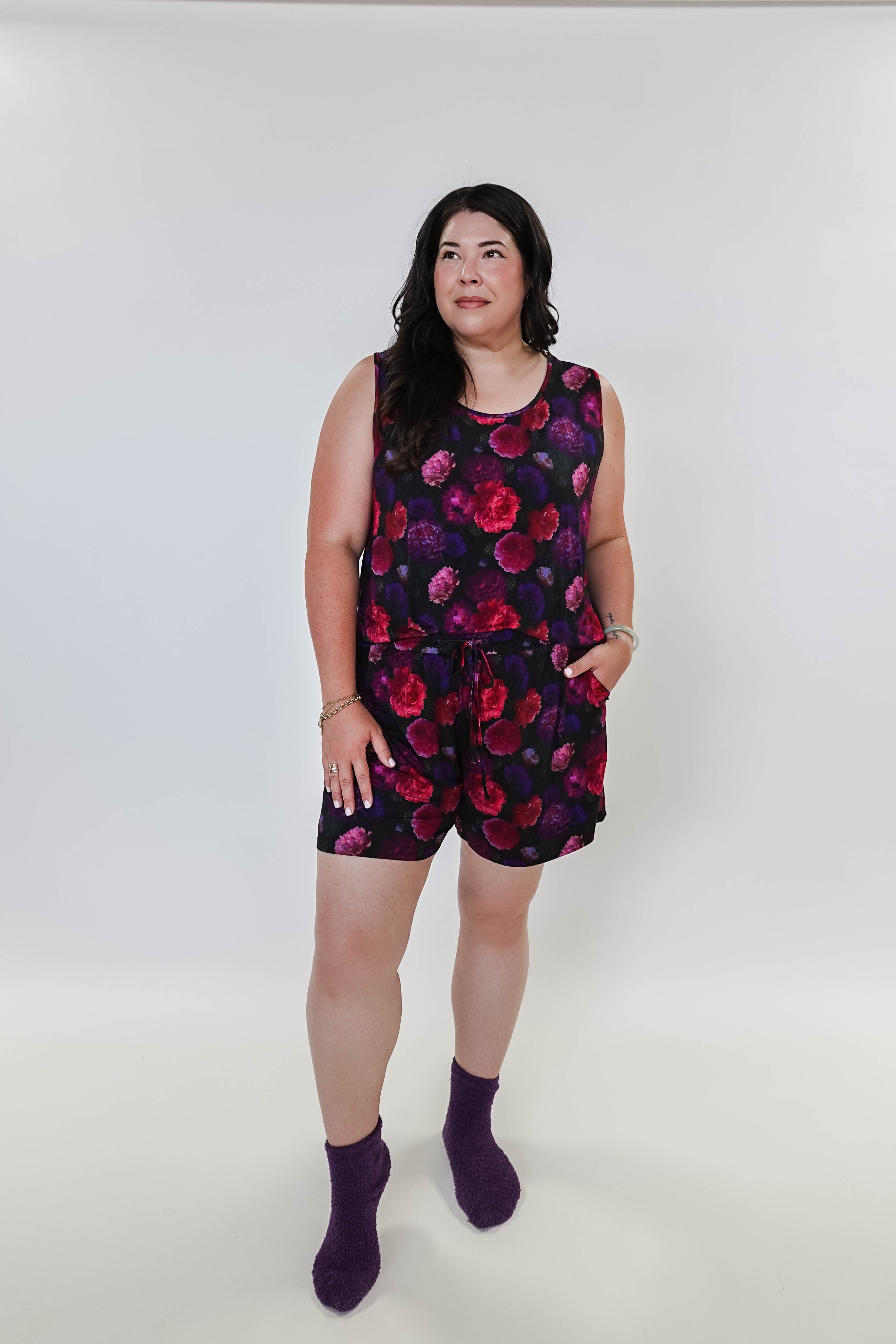 Winter Blossom Print Tank & Short PJ Set Bamboo women's purple floral bamboo tank and short pj set GEORGIA RYLAN