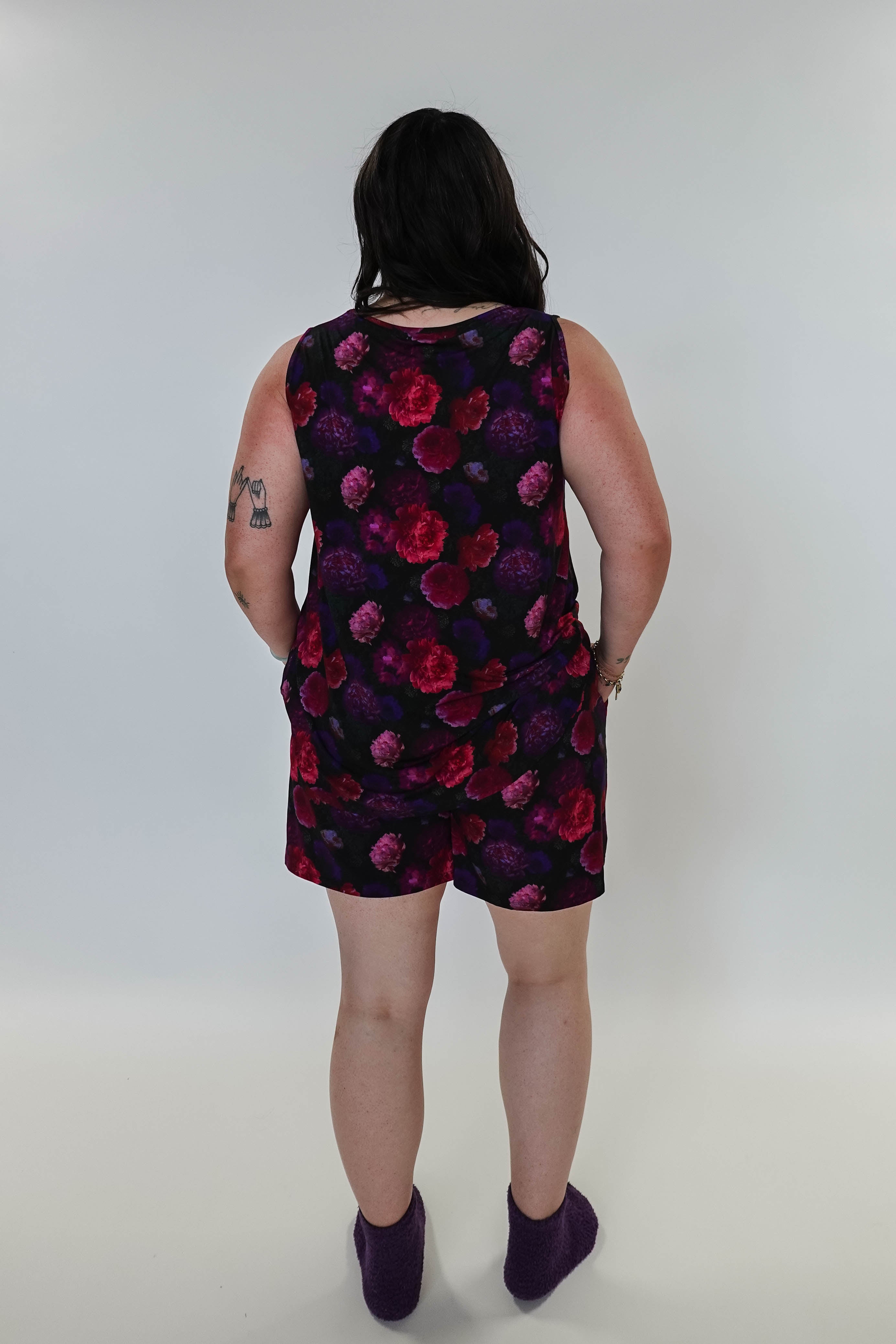 Winter Blossom Print Tank & Short PJ Set Bamboo back view