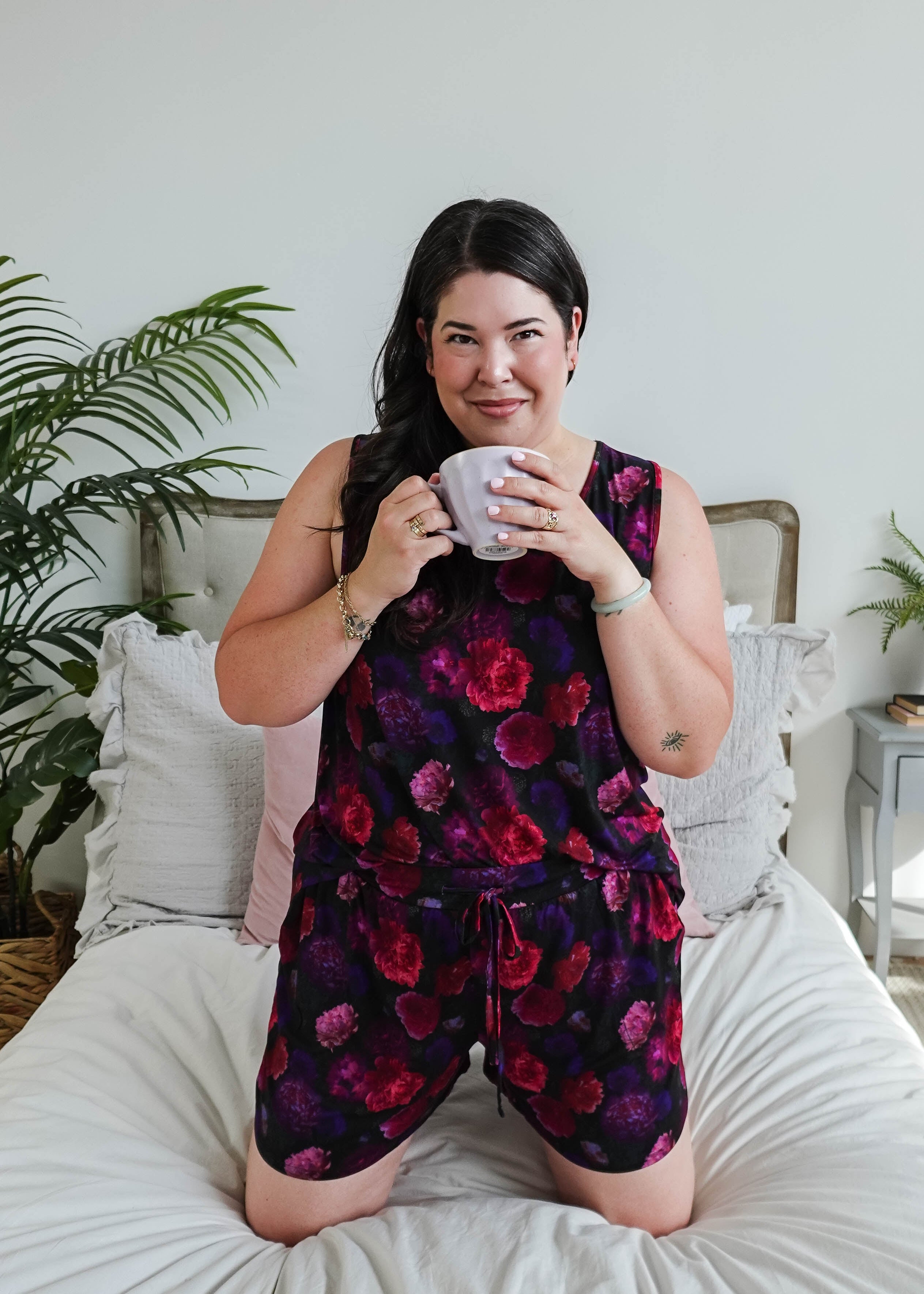 Winter Blossom Print Tank & Short PJ Set Bamboo women's purple floral bamboo tank and short pj set GEORGIA RYLAN