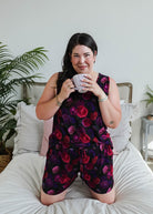 Winter Blossom Print Tank & Short PJ Set Bamboo women's purple floral bamboo tank and short pj set GEORGIA RYLAN