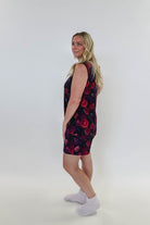 Winter Blossom Print Tank & Short PJ Set Bamboo showing side view