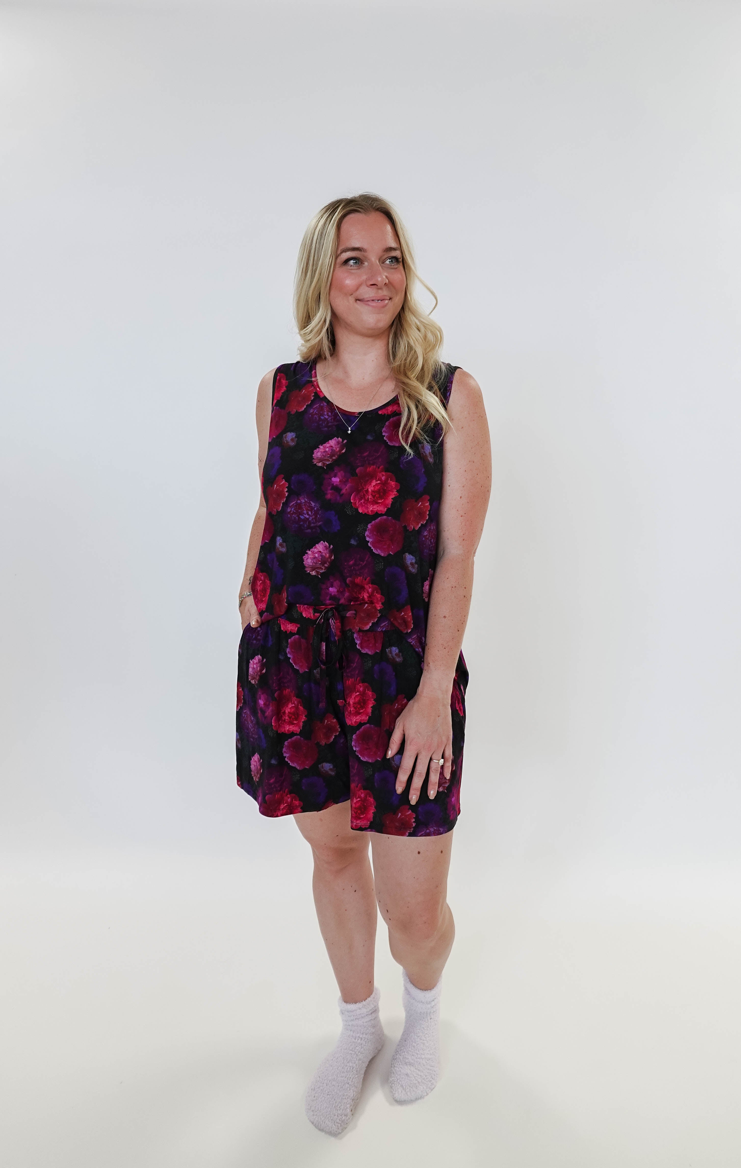 Winter Blossom Print Tank & Short PJ Set Bamboo