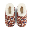 Snoozies Plush COZY Slipper Socks floral corduroy brown