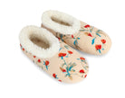 Snoozies Plush COZY Slipper Socks floral corduroy cream