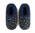 Snoozies Plush COZY Slipper Socks floral corduroy navy