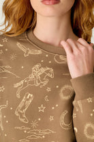 PJ Salvage Western Ways Sweatshirt western print longhorn skull close-up — Cloud Nine Pajamas
