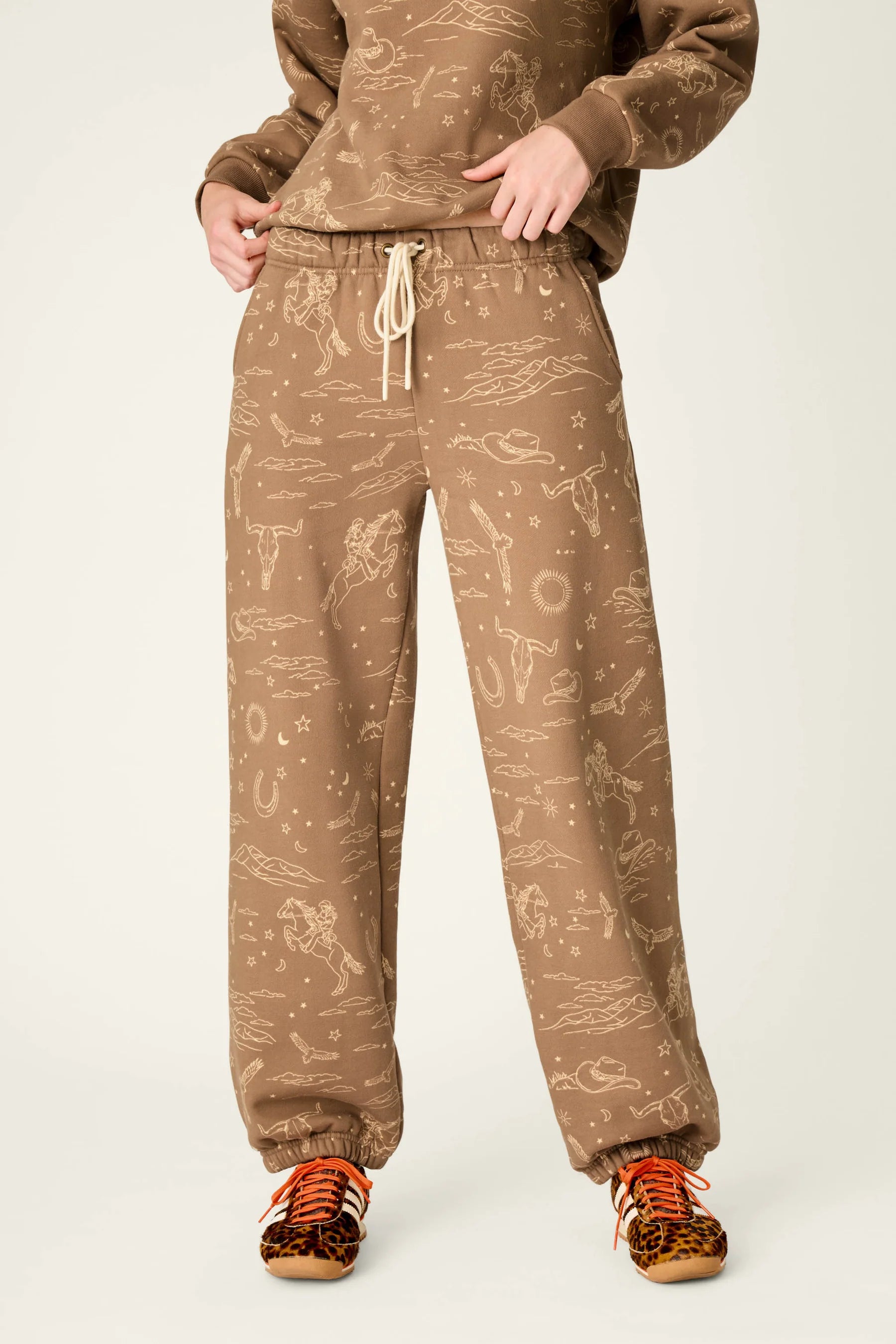 PJ Salvage Western Ways Good Hang Jogger Pant front view on model — Cloud Nine Pajamas Edmonton