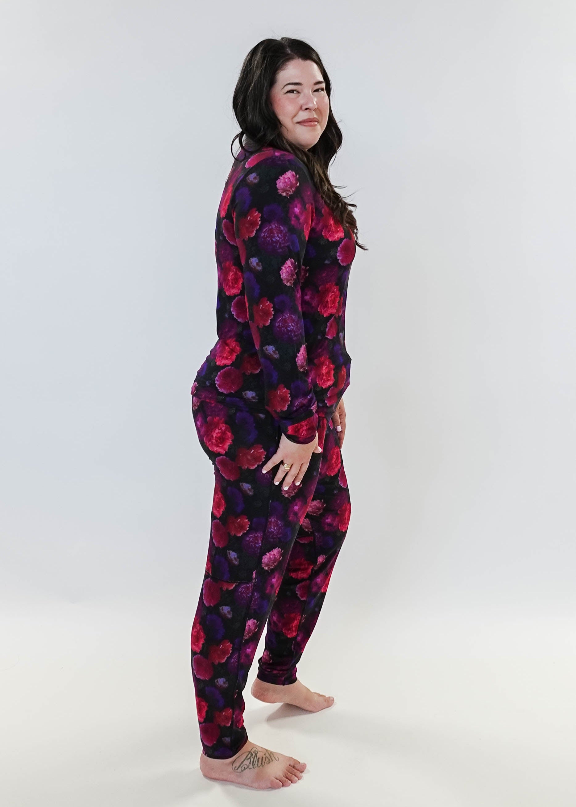 Winter Blossom Long Sleeve Jogger Bamboo PJ Set  Women's Bamboo Loungewear Jogger Set Printed Floral GEORGIA RYLAN